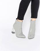 Public Desire Claudia Clear Heeled Patent Boots - Gray