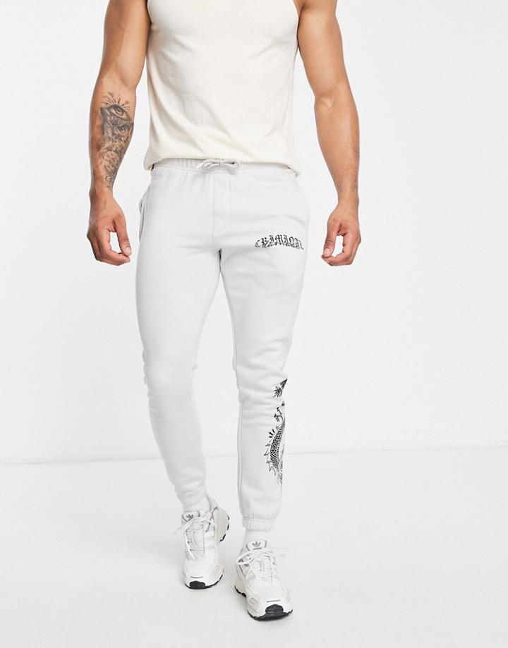 Criminal Damage Dragon Joggers In Gray - Part Of A Set