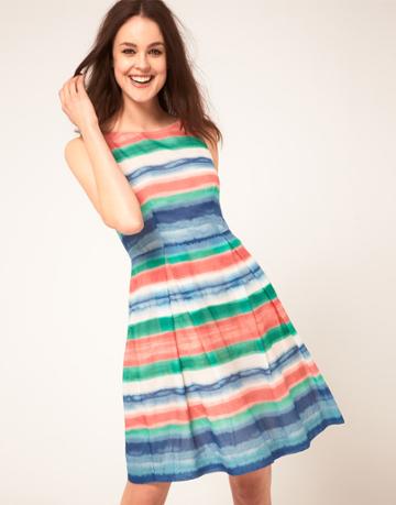 Boutique By Jaeger High Waist Striped Prom Dress