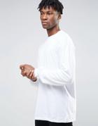 Asos Oversized Long Sleeve T-shirt With Bellow Sleeve In White - White