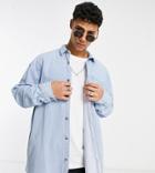 New Look Long Sleeve 90's Fit Denim Shirt In Light Blue