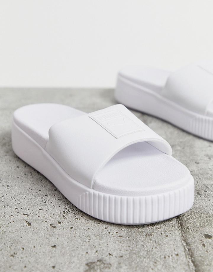 Puma Platform White Sliders