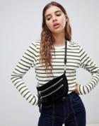 Weekday Long Sleeve Stripe Top In Khaki And White - Multi