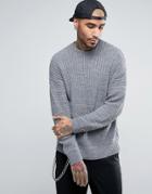 Asos Ultimate Chunky Textured Sweater In Gray - Gray
