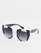 Aj Morgan Captured Oversized Round Lens Sunglasses-black