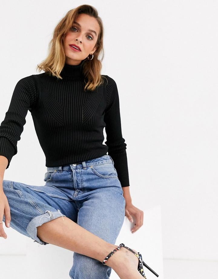 River Island Roll Neck Sweater In Black