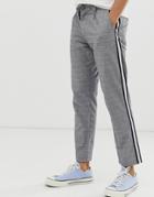 Jack & Jones Check Pants With Side Stripe-gray