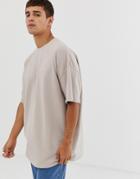 Asos Design Oversized T-shirt In Pique In Beige