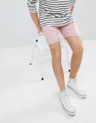 Asos Design Slim Chino Shorts In Pastel Pink - Pink