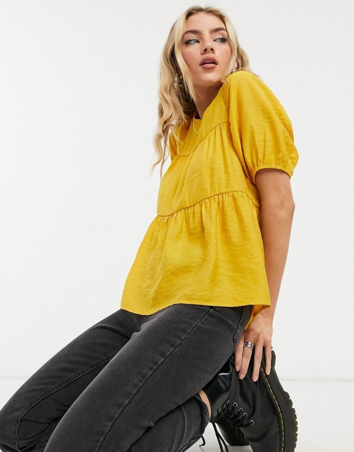 Vila Smock Blouse In Yellow