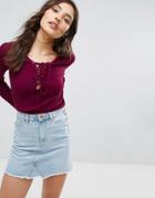 Oeuvre Lace Up Front Top - Red