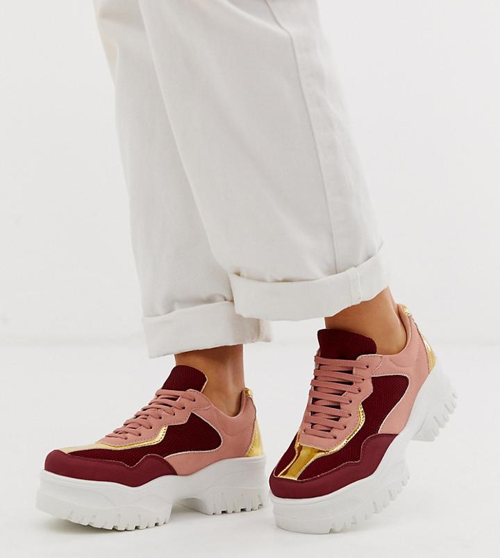Asos Design Wide Fit Dart Chunky Sneakers In Multi