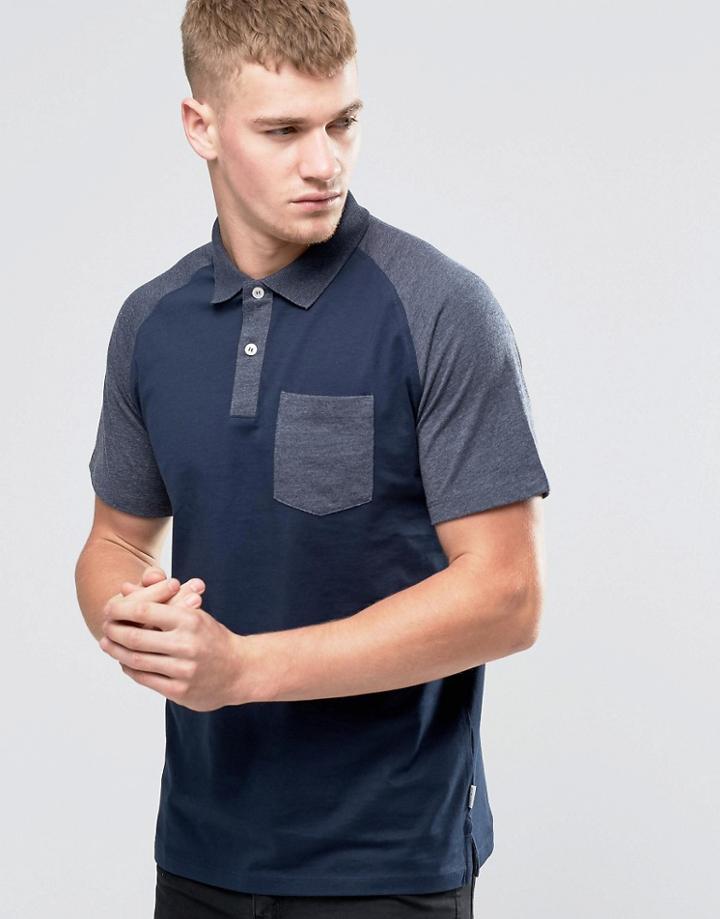 Jack & Jones Contrast Raglan Polo - Navy