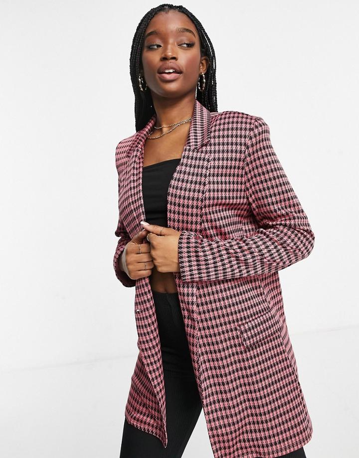 Asos Design Jersey Dad Suit Blazer In Mini Check-multi