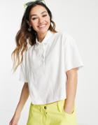 Asos Design Cropped Boxy Polo With Short Sleeve In White