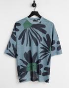 Asos Design Oversized T-shirt In All Over Flower Print-multi