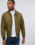 River Island Racer Jacket With Zip Detail In Khaki - Green