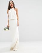 Asos Bridal Halter Drape Maxi Dress - White