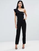 Forever Unique Frill Shoulder Jumpsuit - Black