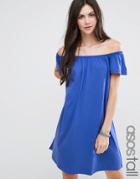 Asos Tall Off Shoulder Mini Dress - Blue