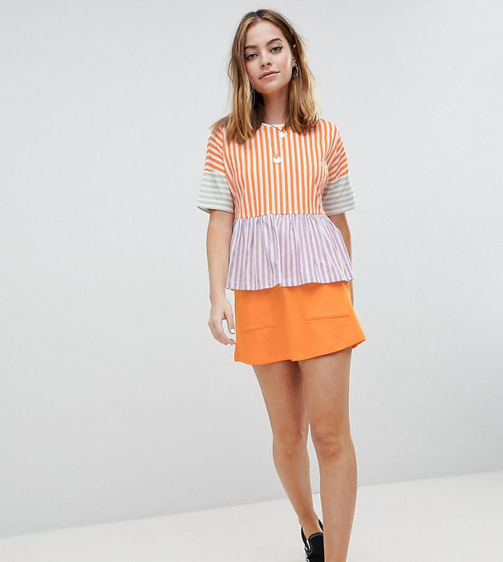 Noisy May Petite Mini Skirt With Pockets - Orange