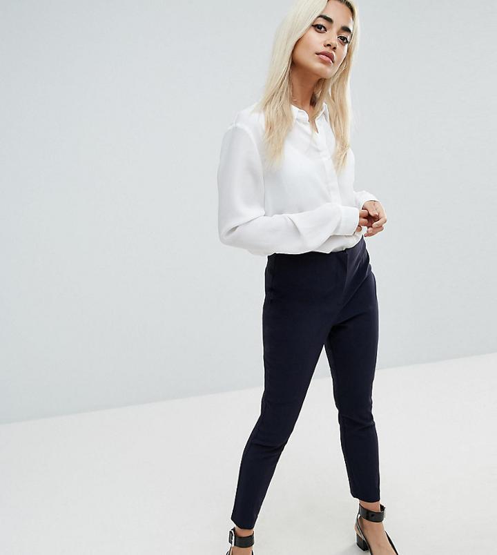Asos Petite High Waist Pants In Skinny Fit - Navy