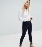 Asos Petite High Waist Pants In Skinny Fit - Navy