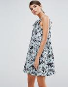 Asos Floral Ruffle Trapeze Mini Dress - Multi
