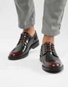 Zign Chunky Lace Up Shoes In Burgundy High Shine - Red