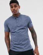 Asos Design Jersey Polo In Blue Marl