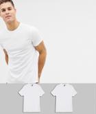 Asos Design Organic T-shirt With Crew Neck 2 Pack Save - White
