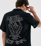 Collusion Revere Shirt With Graphic Placement Print-black
