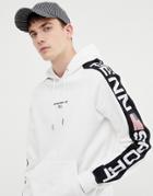 Penn Sport Hoodie In White With Logo Side Stripe - White