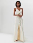 Asos Edition Cami Split Front Wedding Dress - White