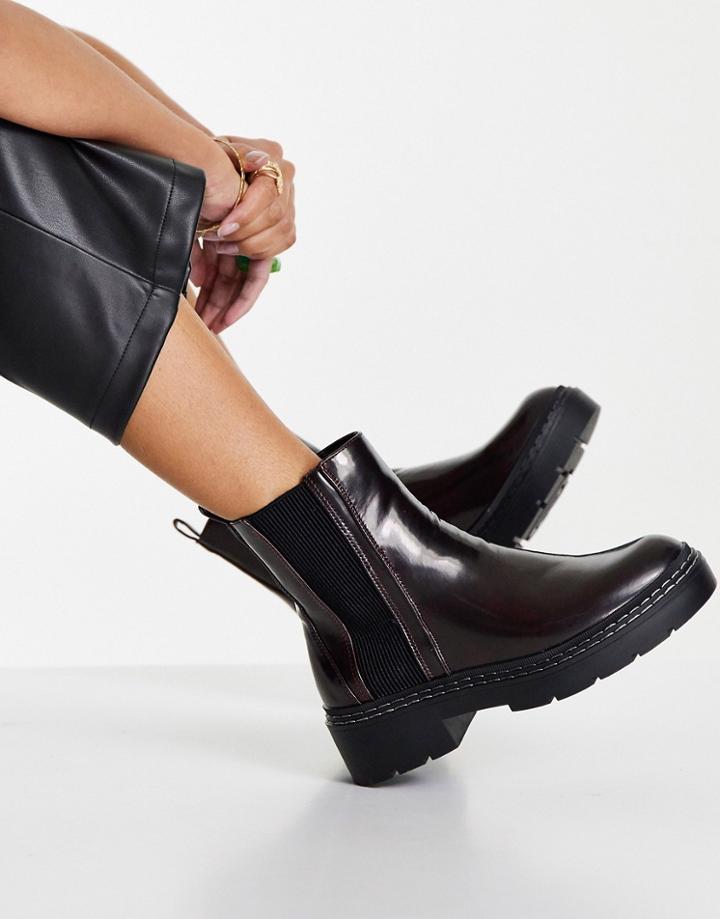 River Island Patent Chunky Flat Boot In Black