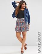 Asos Curve Ditsy Floral Print Flippy Skirt - Multi