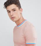 Asos Design Tall Muscle T-shirt With Rainbow Tipping In Pink - Pink