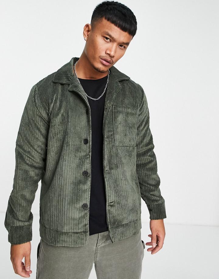 Bolongaro Trevor Wide Cord Button Through Pocket Overshirt - Part Of A Set-green