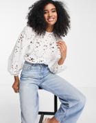 Asos Edition Broderie Crop Top With Back Drawstring Detail In White