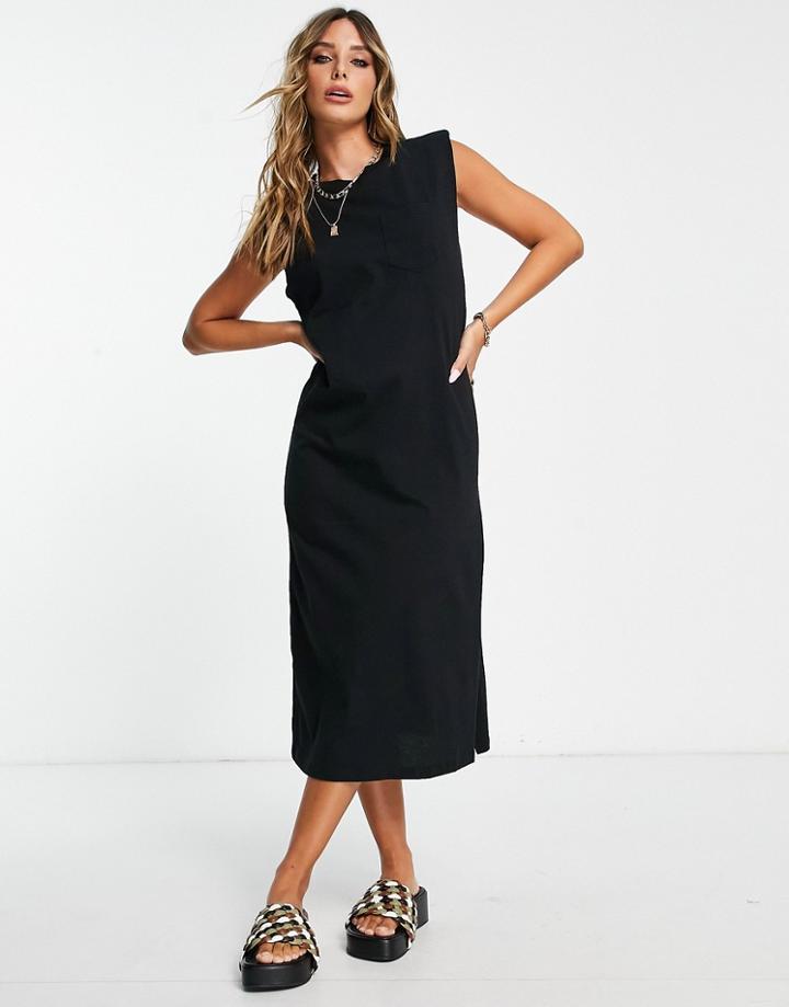 River Island T-shirt Midi Dress In Black