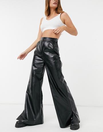 Naanaa Wide Leg Pant In Black