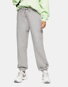 Topshop Quilted Sweatpants In Gray Heather-grey