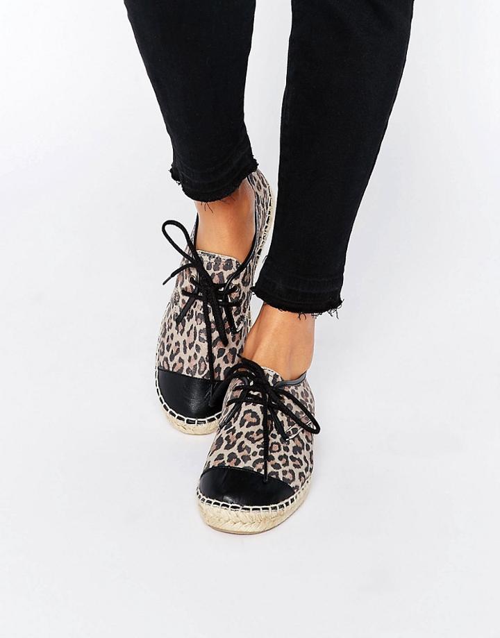 Bronx Leopard Print Lace Up Espadrilles - Multi