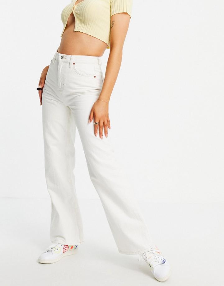 Topshop Wide Leg Jeans In Off White