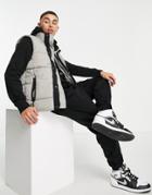 River Island Nylon Padded Vest In Gray-grey