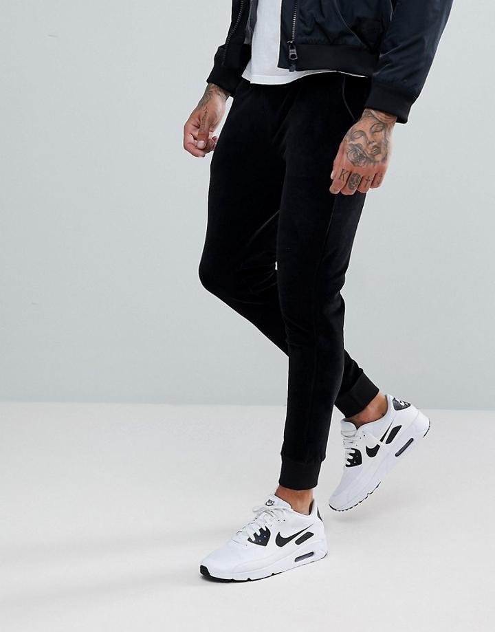 Asos Super Skinny Velour Joggers - Black