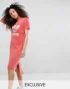 Adidas Originals T-shirt Dress With Drop Hem - Pink