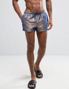 Asos Swim Shorts In Irridescent Metallic Super Short Length - Gold