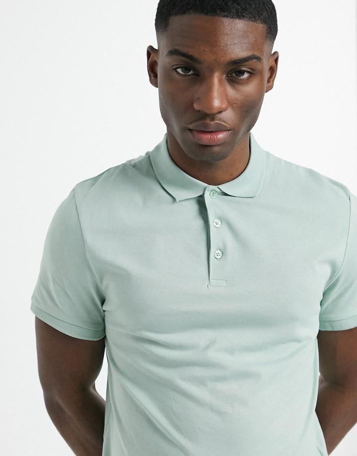 Asos Design Organic Polo In Green
