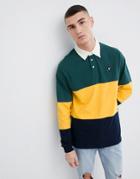 Mango Man Rugby Polo Shirt In Green - Navy